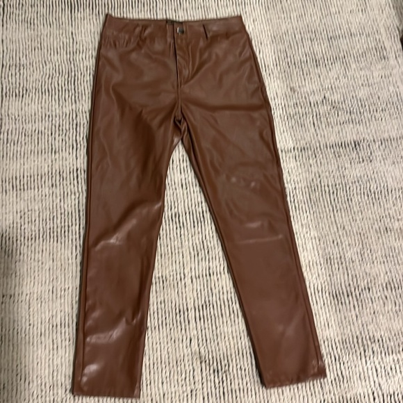 Shinestar Vegan Leather brown pants size Large - Picture 2 of 9